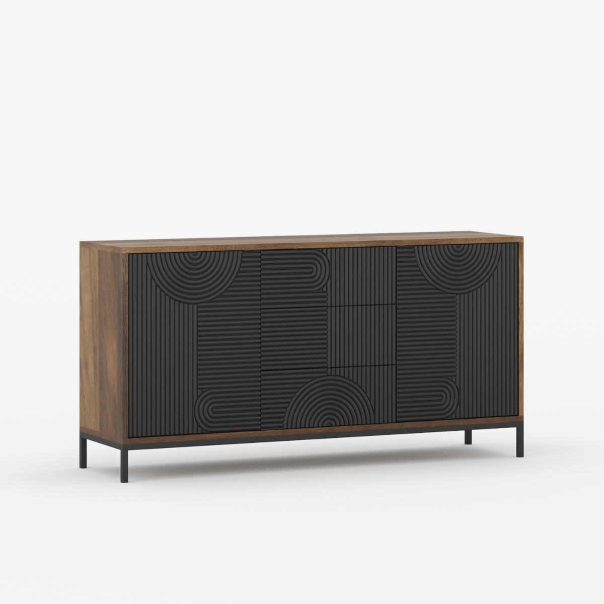 Renova Geometric Textured Solid Wood Sideboard